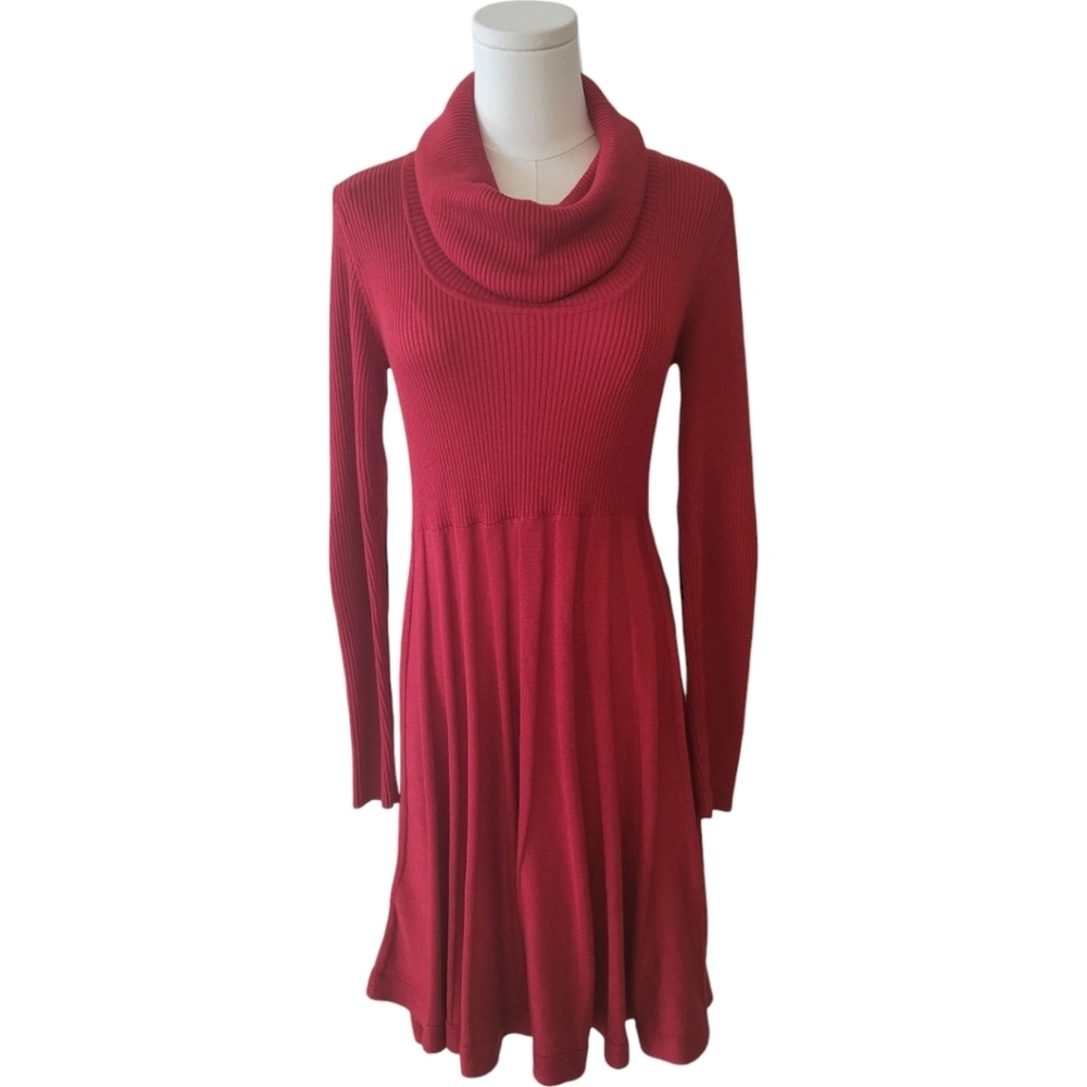 Calvin Klein Red Cowl Neck Sweater Dress Size Small